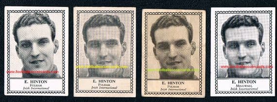 1946-49 Ted Hinton x4 Northern Ireland Millwall Fulham cards M79 Barratt