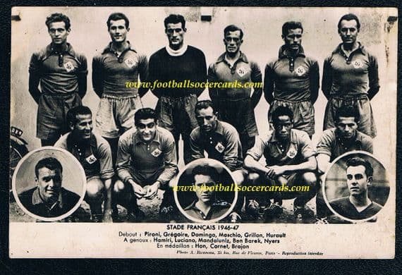 1946 Ben Barek & Paris Stade Français on a commemorative card for the 46 47 season, faults