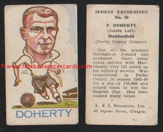 Tim Doherty Card 1946 Peter Doherty Derby County Man CIty Blackpool A J Donaldson big ...