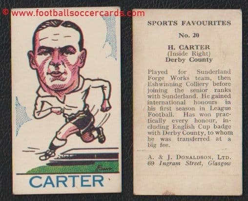1946 Raich Carter Derby County A J Donaldson big head #20 - variety, see the back