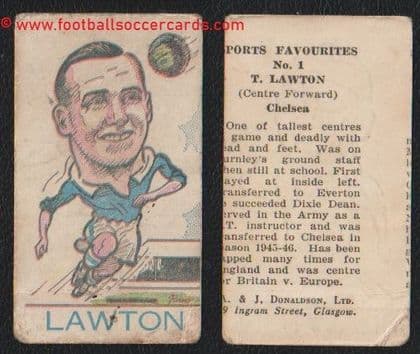 1946 Tommy Lawton Everton & Chelsea A J Donaldson big head x2 GOLDEN BOOTS! #1 END NUMBER - variety?