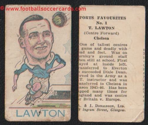 1946 Tommy Lawton Everton & Chelsea A J Donaldson big head x2 GOLDEN BOOTS! #1 END NUMBER - variety?