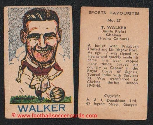 1946 Tommy Walker Hearts Chelsea A J Donaldson big head HOF ATG Legend #27 variety
