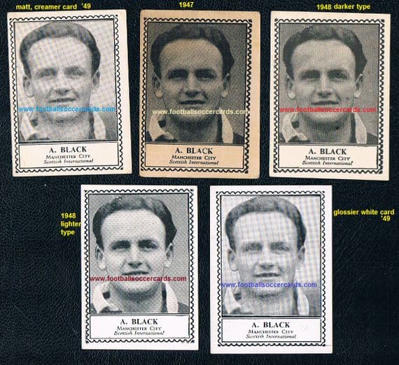 1947 48 49 Black Man City Scotland 5 types Barratt Famous Footballers M79 set x5