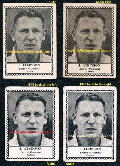 1947 48 Atkinson Bolton Wanderers 4 types Barratt Famous Footballers M79 series