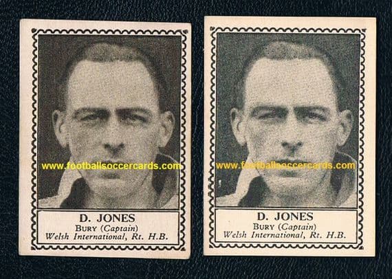 1947 -48 David Jones captain of Bury, a legend at Gigg Lane rare pair of Barratt M79 types