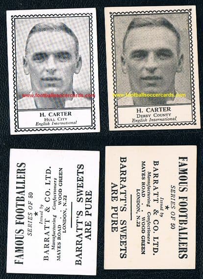 1947 -48 Raich Carter Derby Counyt & Hull City Barratt M79 cards pair