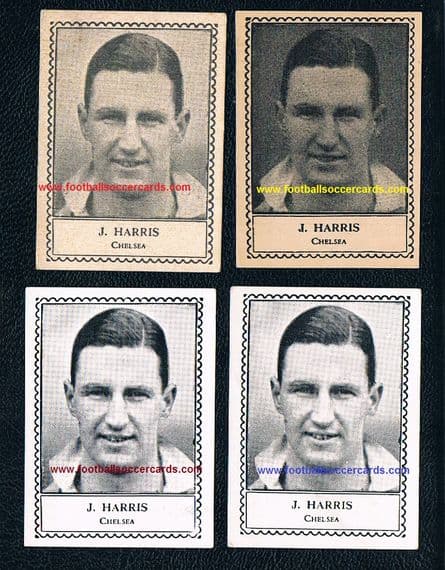 1947 -49 John Harris ROOKIE Chelsea x4 types of Barratt M79 card