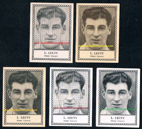1947-49 Leon Leuty Derby County unique opportunity x5 types M79 Barratt