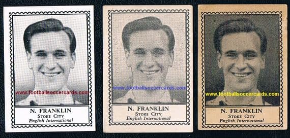 1947-49 Neil Franklin Stoke City & England 3x types Barratt M79