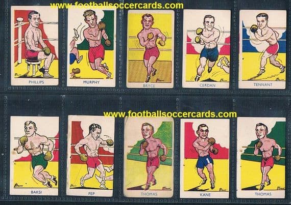 1947 -49 Sports Favourites boxing cards x10 by A.J. Donaldson of Glasgow rare cards of boxers