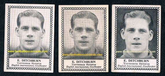 1947-49 Ted Ditchburn ROOKIE x3 Spurs legend and England goalie variations Barratt M79 card