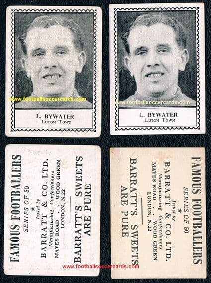 1947 both varieties very rare Bywater Luton Town Barratt Famous Footballers M79 card
