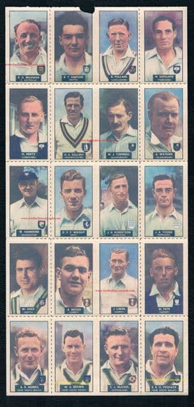 1947 Don Bradman Australia decal transfer COMPLETE SHEET by Barratt & WHC water slide tattoos