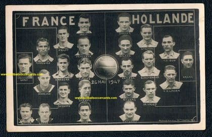 1947 Jean Baratte & Faas Wilkes ROOKIE CARD & Julien Da Rui LEGEND GOALIE France v Holland May '47