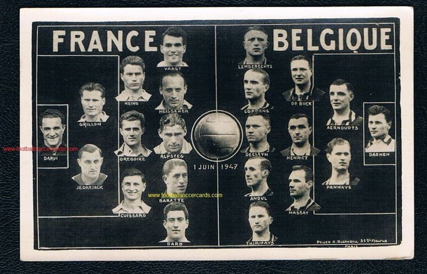 1947 Jean Baratte ROOKIE CARD Julien Da Rui daRui LEGEND GOALIE France v Belgium June'47