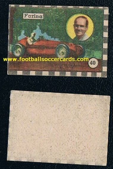 1947 Nino Farina 1st "F1" World Champ in 1950 Cicogna card from Italy #40, F1 Legend