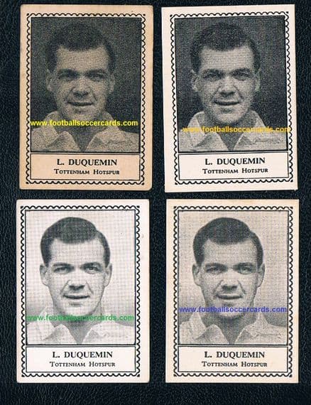 1947 to 1949 ROOKIE Len Duquemin SPURS x 4 Barratt cards rare as a quad