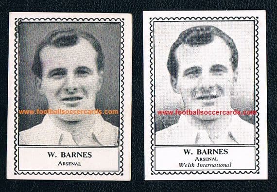 1948 49 Wally Barnes Wales & Arsenal rare pair of varieties Barratt Famous Footballers M79 series