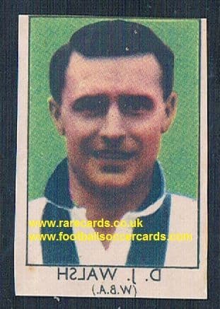 1948 -9 Barratt Philmar Napro transfer decal D.J. Walsh WBA West Bromwich Albion