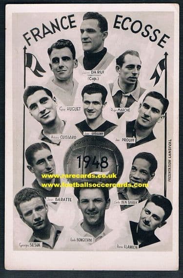 1948 Ben Barek France v Scotland card