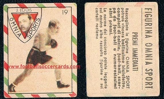 1948 Cicogna Omnia Sports Joe Louis HOF Ring boxer 19 Italian card of boxing legend