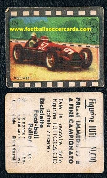 1948 Cicogna Tuttocalcio ASCARI early card of F1 Motor Racing World Champion