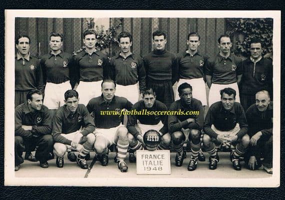 1948 early card of Jean Baratte, with Ben Barek France on an April'48 commemorative card vs Italy