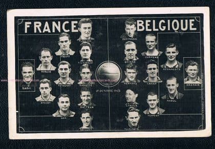 1948 Jean Baratte EARLY CARD with Julien Da Rui GOALIE France v Belgium Oct'48