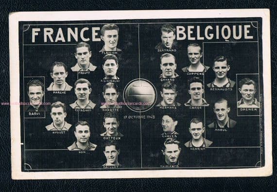 1948 Jean Baratte EARLY CARD with Julien Da Rui GOALIE France v Belgium Oct'48