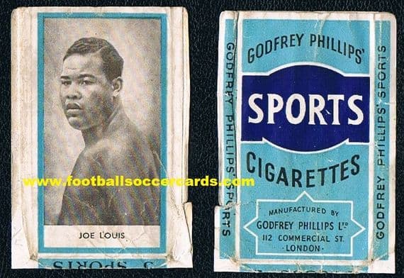 1948 Joe Louis uncut card still on folded hull of paper cigarette packet by Phillips