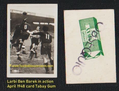 1948 Larbi Ben Barek in action Atlético Madrid April'48 Tabay Gum card from Spain