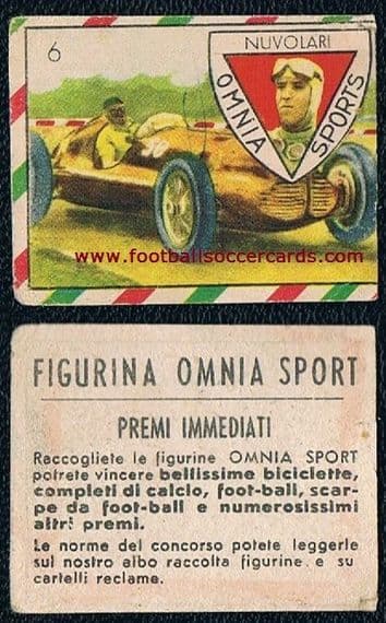 1948 Nuvolari Omnia Sports card by Cicogna, light faults