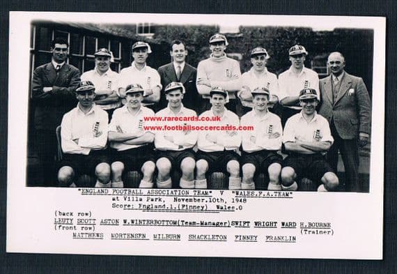 1948 original Billy Wright Tom Finney Stan Matthews England Wilkes archive card