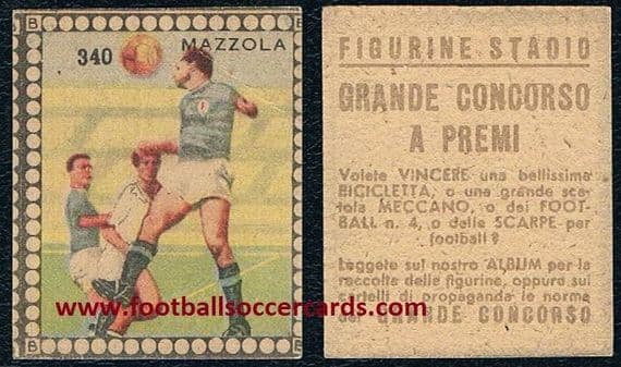 1948 Valentino Mazzola BEA card 340 showing the Torino captain in Azzurri blue