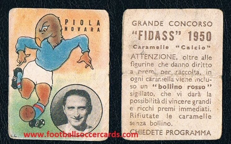 Fidass Raccolta 1949 -50 Silvio Piola Fidass Caramelle Calcio 1950 card Novara