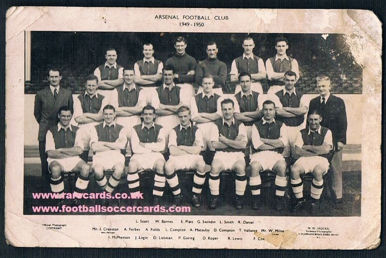 1949 Arsenal team postcard with both Compton brothers and other greats ...