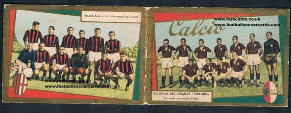1949 Grande Torino Valentino Mazzola & Loic & AC Milan greetings folding card
