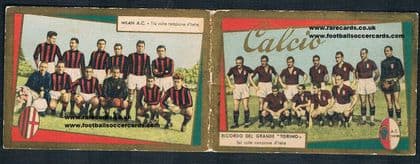 1949 Grande Torino Valentino Mazzola & Loic & AC Milan greetings folding card