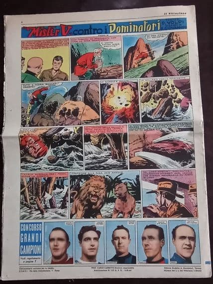 1949 May Vittorioso comic uncut + Charles Adcock card Posh Villa