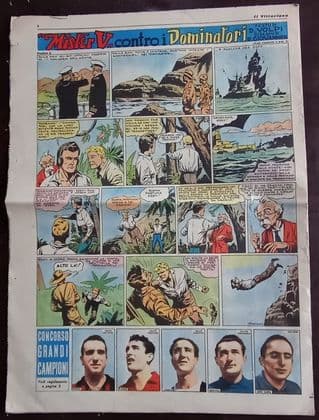 1949 original intact 'Vittorioso' comic + uncut DSO Bill Jordan card! Juventus Spurs WHU Birmingham