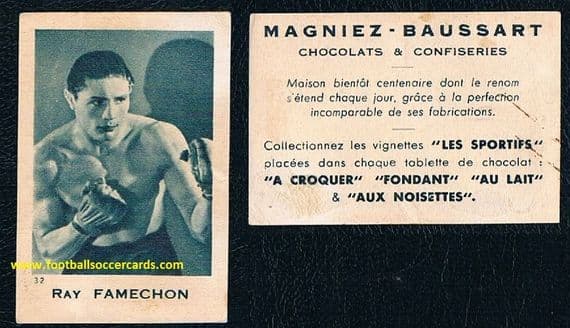 1949 Ray Famechon CHAMPION of Europe in the Featherweight division Magniez Baussart very rare card
