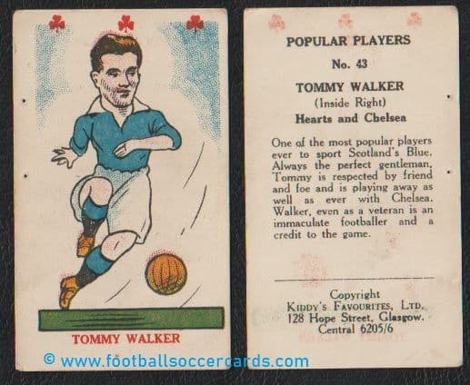 1949 Tommy Walker Hearts Chelsea Kiddy's Favourites ATG HOF card#43