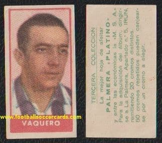 1949 Vaquero of Real Valladolid Palmera razors, 3rd series, trade card