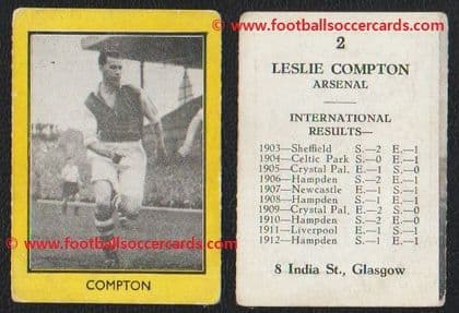 1950 Arsenal Leslie Compton #2 Sport Aces by M.M. Frame of Glasgow