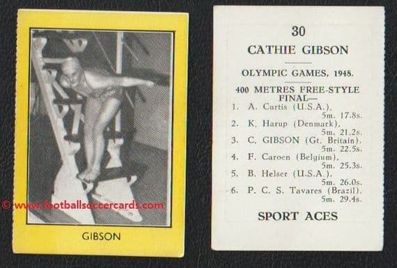 1950 Cathie Gibson Scottish Olympic medal winning swimmer Sport Aces by M.M. Frame of Glasgow