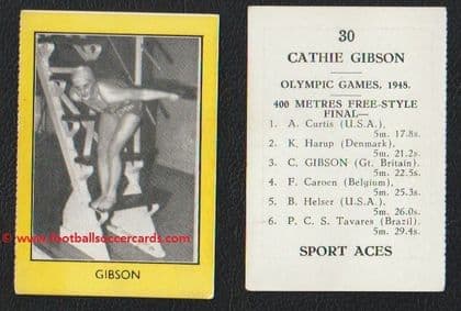 1950 Cathie Gibson Scottish Olympic medal winning swimmer Sport Aces by M.M. Frame of Glasgow