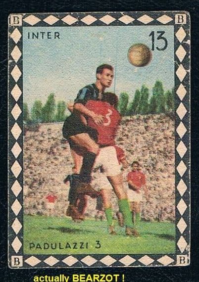 1950 Enzo Bearzot ROOKIE CARD (not Padulazzi) INTER v Sessa BEA Fotocolour card