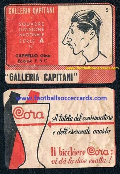 1950 Gino Cappelli 5 captain of BOLOGNA Galleria Capitani series card