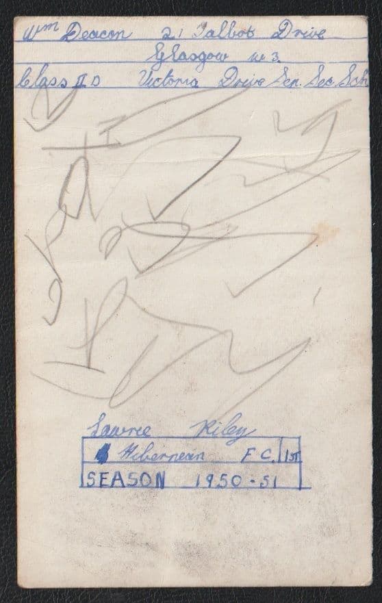 1950 Laurie Reilly HIBS Hibernian Glasgow Evening Citizen autograph ...